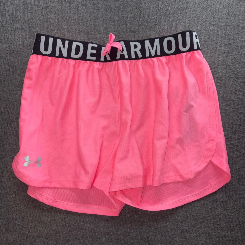 Under Armour Girls HeatGear Shorts Neon Pink Loose Fit YLG L 12-14 NEW